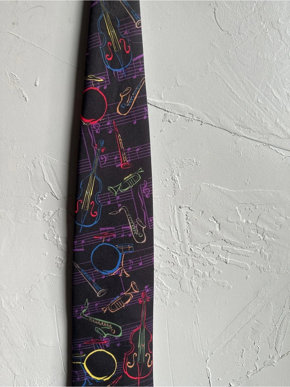 Vintage Ralph‎ Marlin Jazz Instrument Necktie Music Notes Novelty Tie 1995